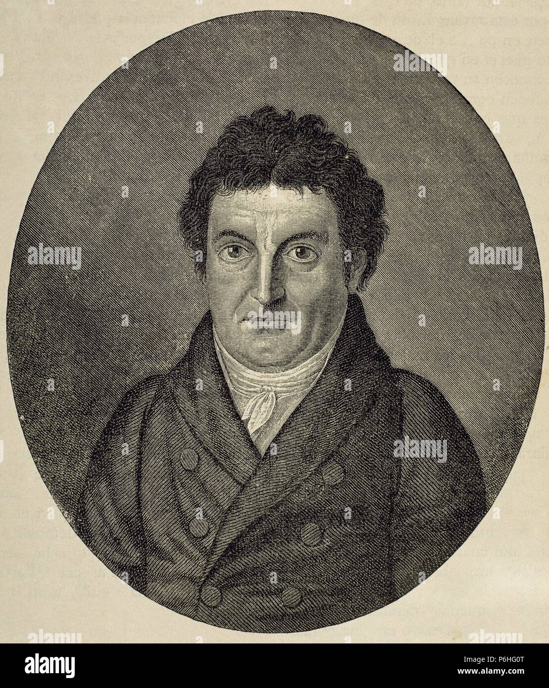 Johann Gottlieb Fichte (1762-1814). Deutscher Philosoph. Kupferstich von J. F. Jugel. Porträt. des 19. Jahrhunderts. Stockfoto