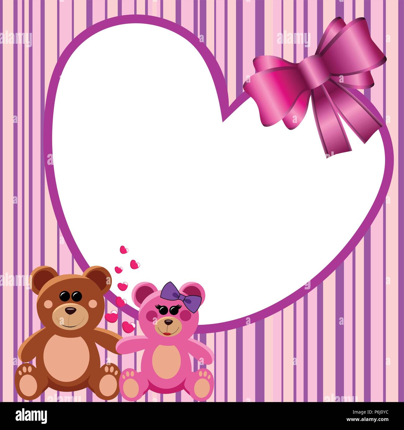 Liebe Herz Rahmen Teddybären Stock Vektor