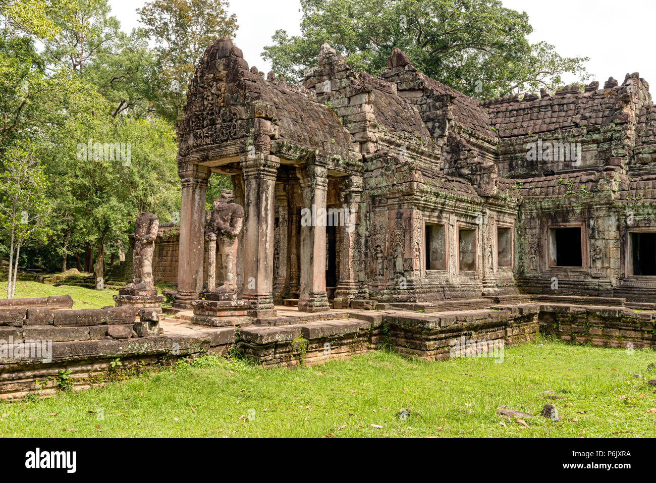 Preah Khan ein buddhistischer Tempel in Angkor, Kambodscha, im 12. Jahrhundert erbaut. Es war das Zentrum der Organisation, mit fast 100.000 Beamten und sonstigen Bediensteten Stockfoto