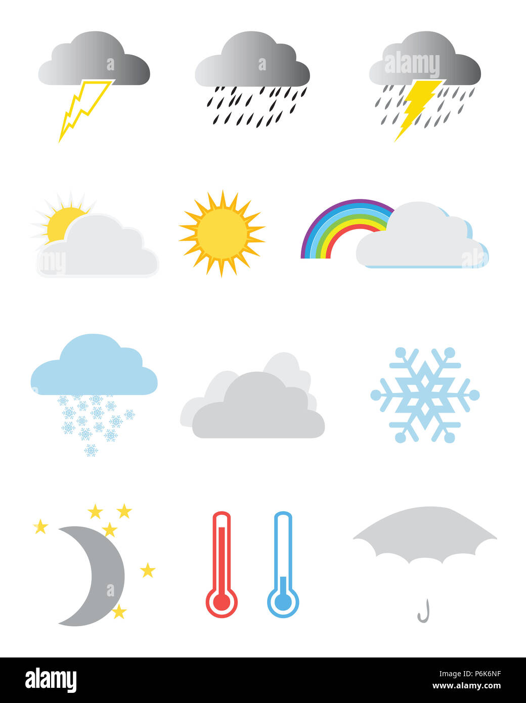 Satz Von Wetter Symbole Auf Einem Weissen Hintergrund Stockfotografie Alamy