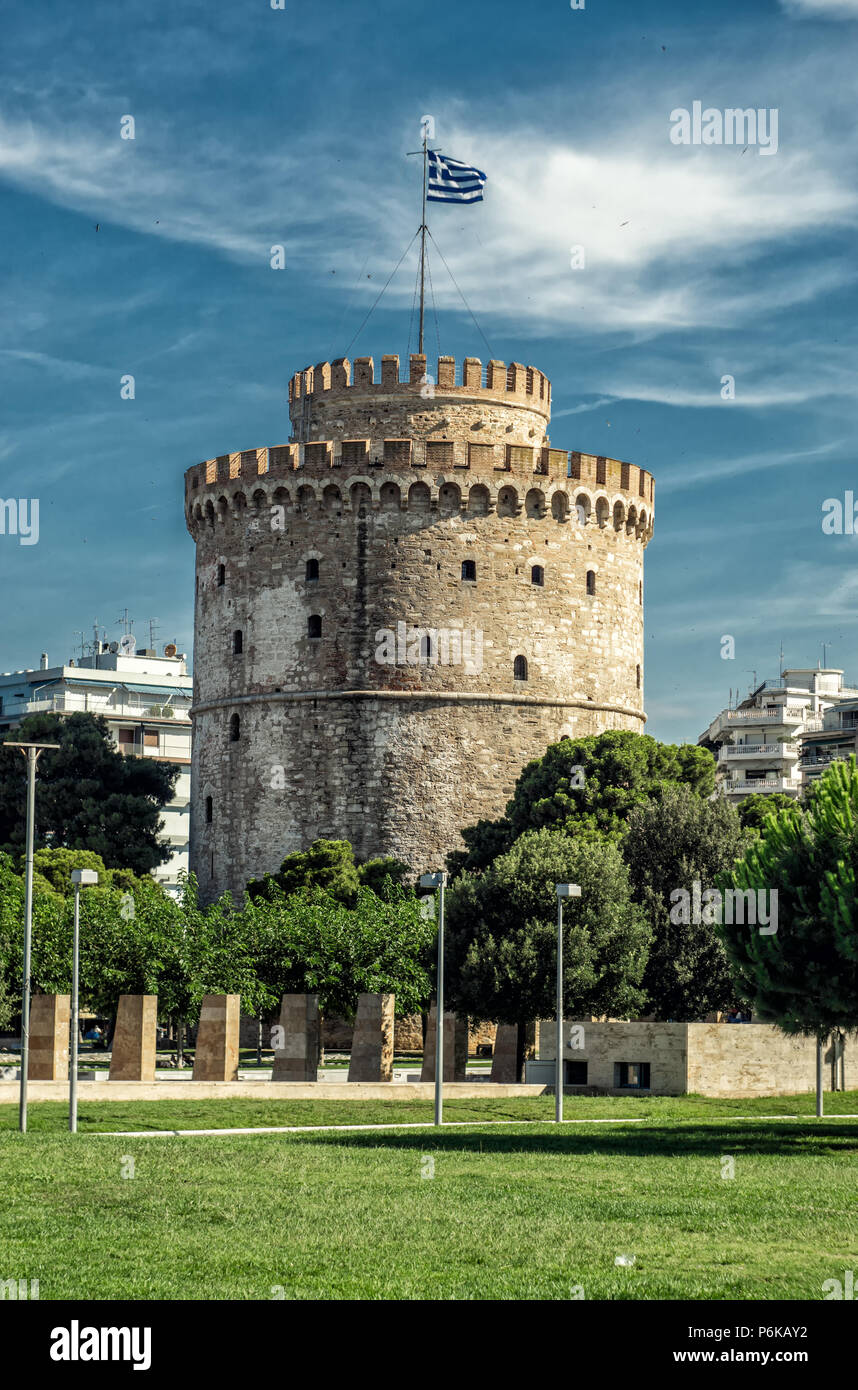 Weißen Turm der Stadt Thessaloniki, Griechenland Stockfoto