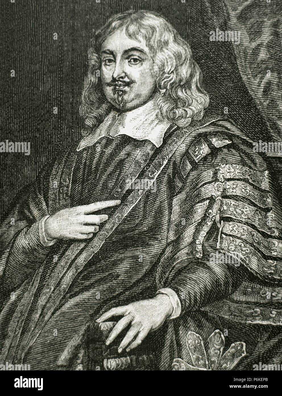 Edward Hyde, 1. Earl of Clarendon (1609-1674). Englischer Staatsmann, Historiker und Großvater mütterlicherseits der beiden englischen, schottischen und irischen Monarchen, Königin Mary II. und Königin Anne. Porträt. Kupferstich von R. Cooper. Stockfoto