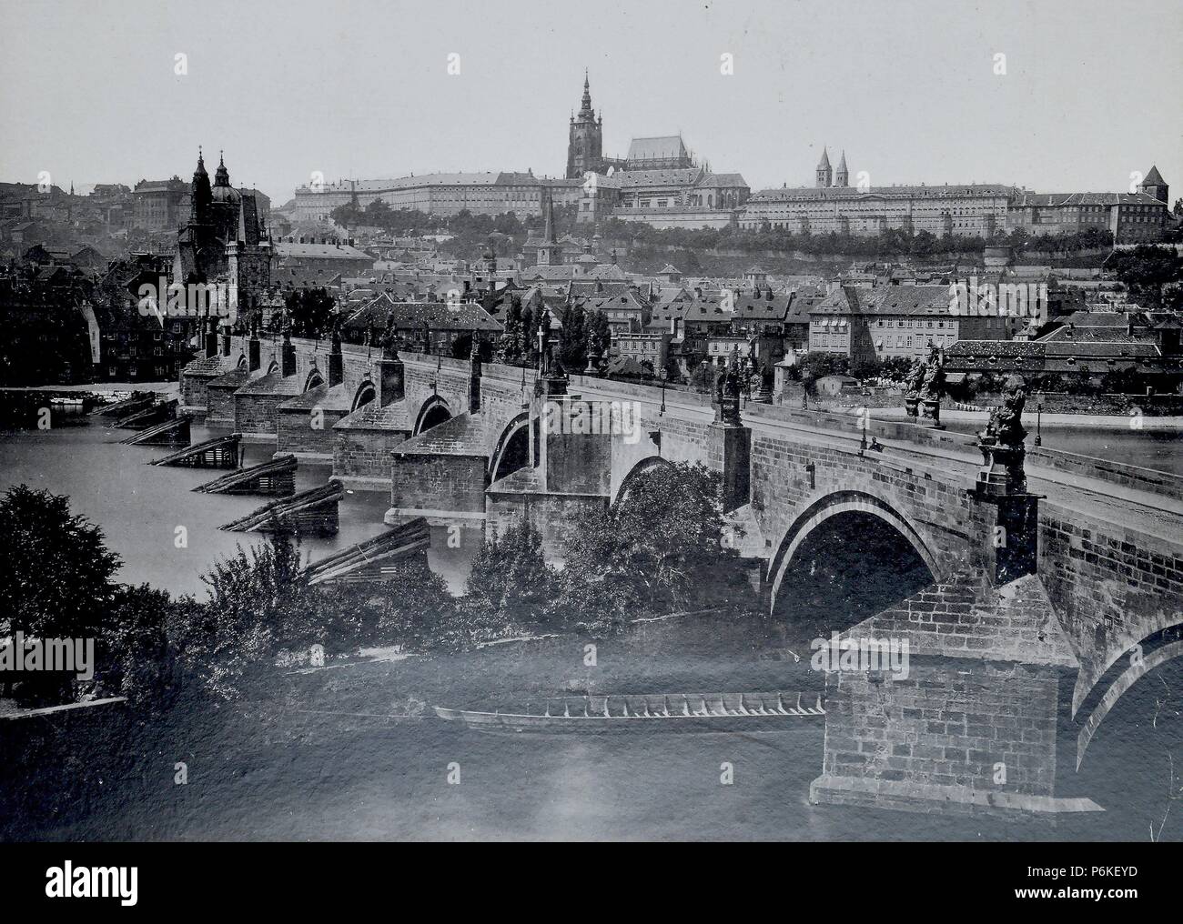 Puente Praga, Carlos y Castillo. Stockfoto