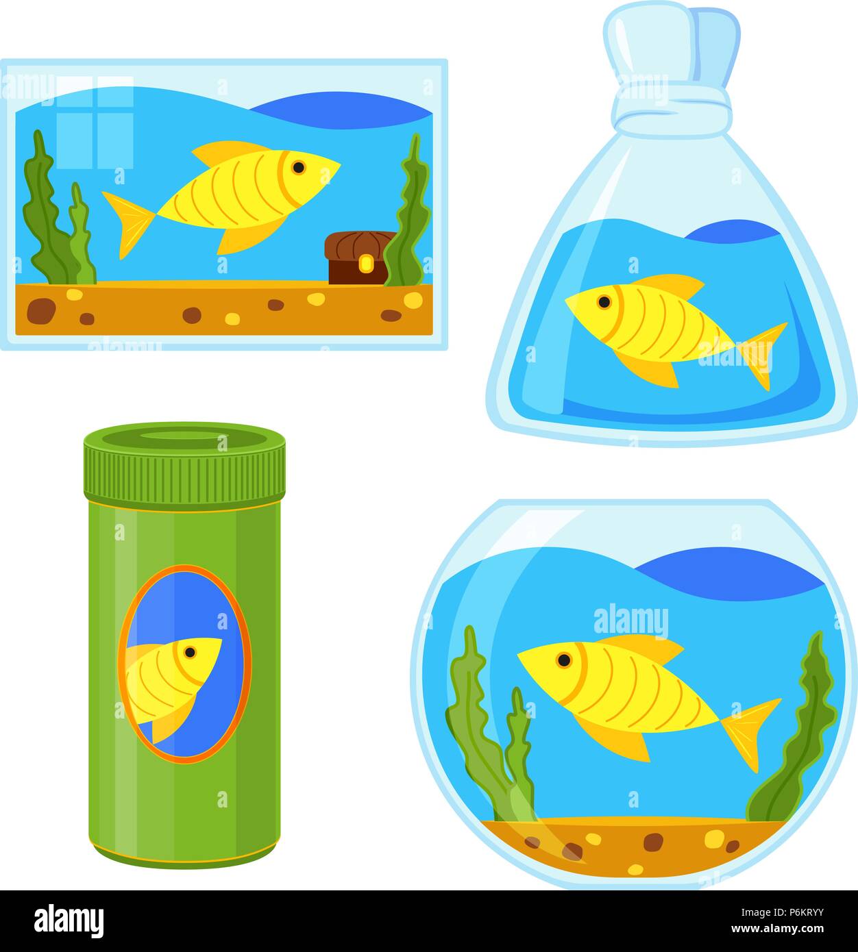 Bunte cartoon Fische Elemente einstellen Stock Vektor