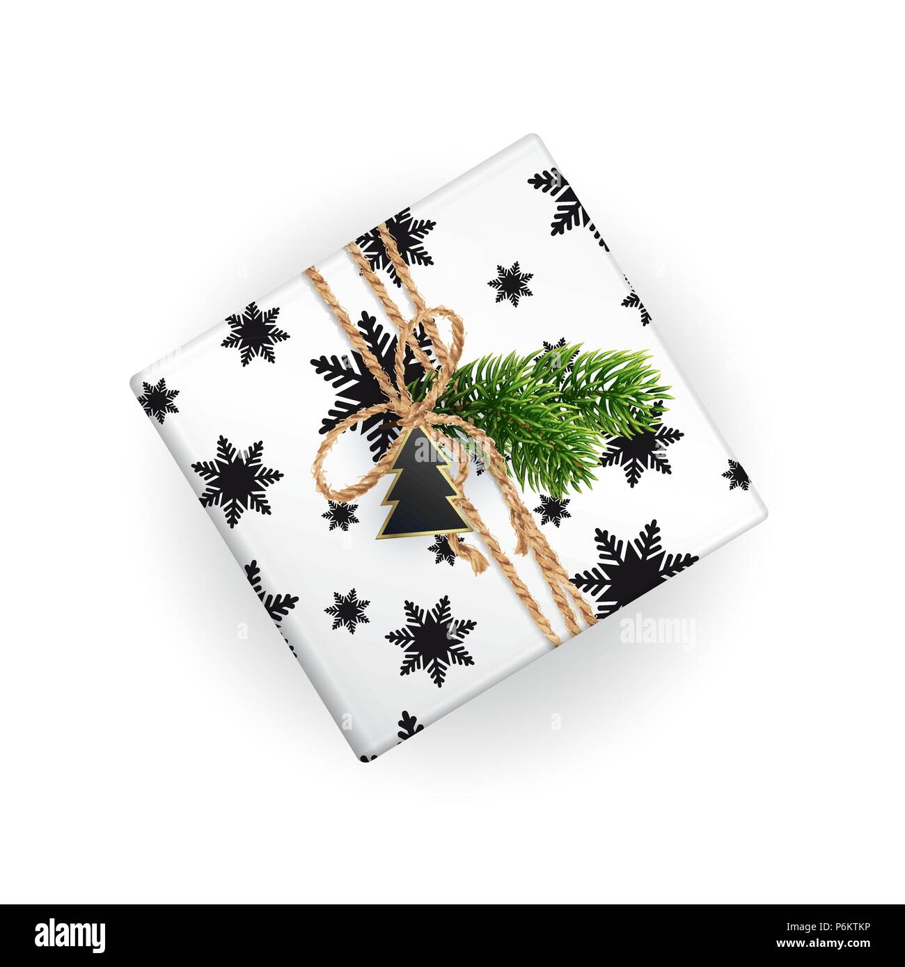 Realistische xmas Geschenkverpackung. Ansicht von oben. Schwarz und Weiß Stock Vektor