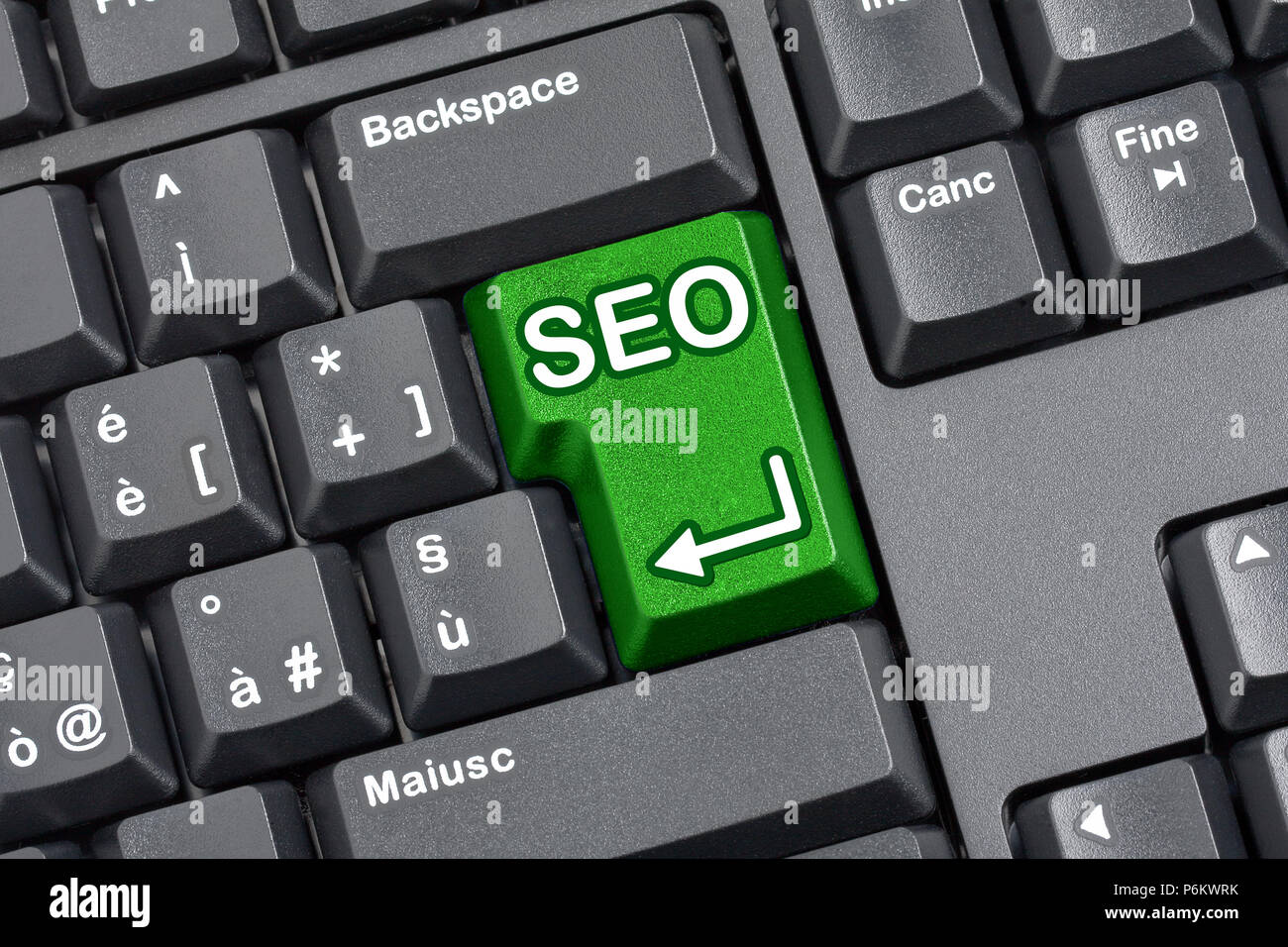 Computer Keyboard mit ENTER-Taste mit grünen SEO (Search Engine Optimization) Taste ausgetauscht Stockfoto