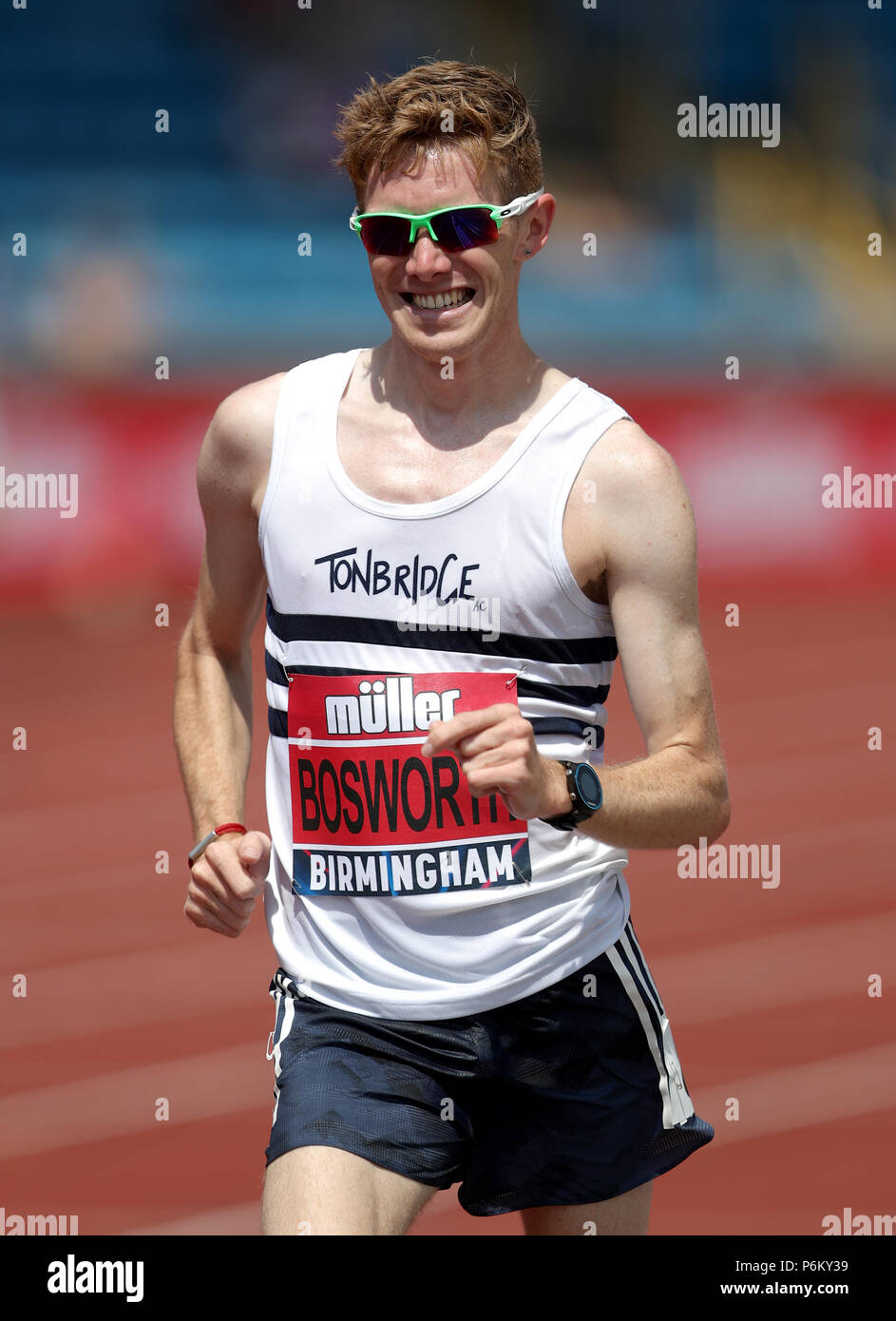 Großbritanniens Tom Bosworth in Aktion während der Männer 5000 m zu Fuß bei Tag zwei Der Muller britischen Leichtathletik Meisterschaften an Alexander Stadium, Birmingham. Stockfoto
