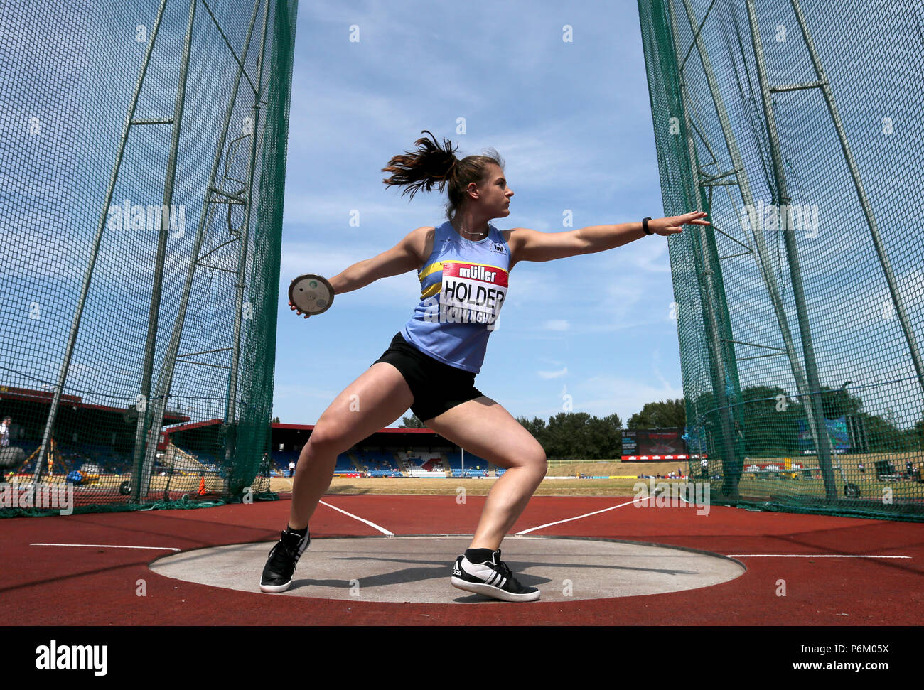 Großbritanniens Amy Halter in Aktion während der Frauen Discus bei Tag zwei Der Muller britischen Leichtathletik Meisterschaften an Alexander Stadium, Birmingham. Stockfoto