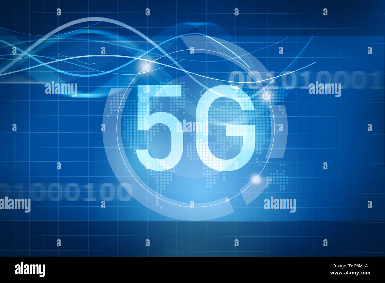 5G Symbol auf digitalen Hintergrund Stockfoto