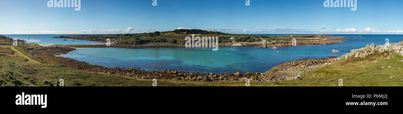 St Agnes Panorama von Gugh; Scilly-Inseln, Großbritannien Stockfoto