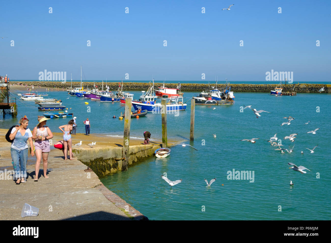 Folkestone Harbour, Fish Market Quay, Folkestone, Kent, Südostküste, England, Großbritannien Stockfoto