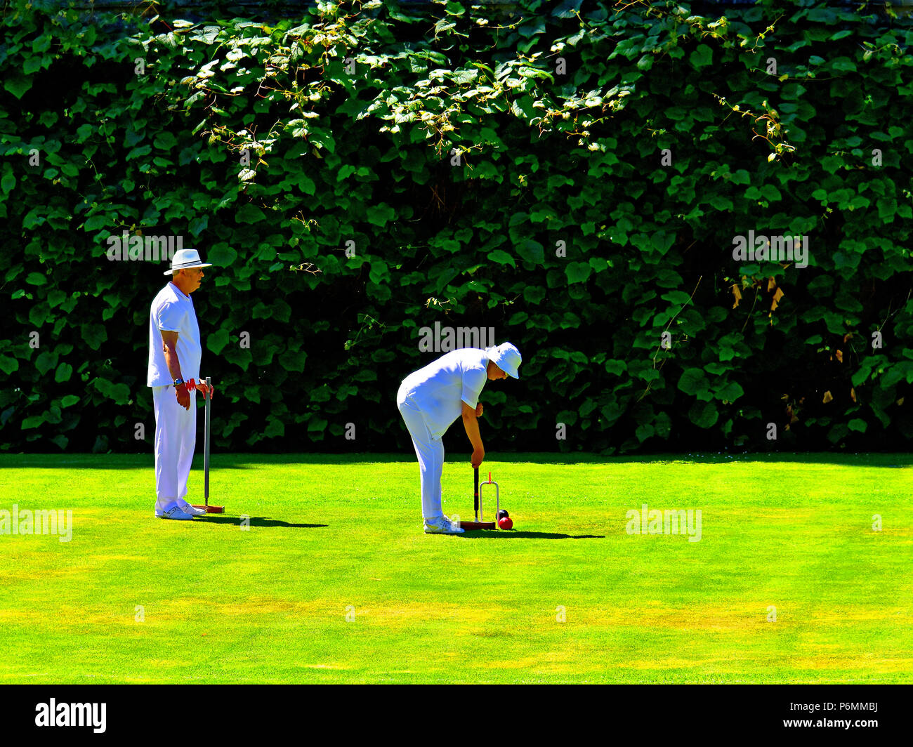 Belsay Hall Croquet Club Match Team Spieler Stockfoto