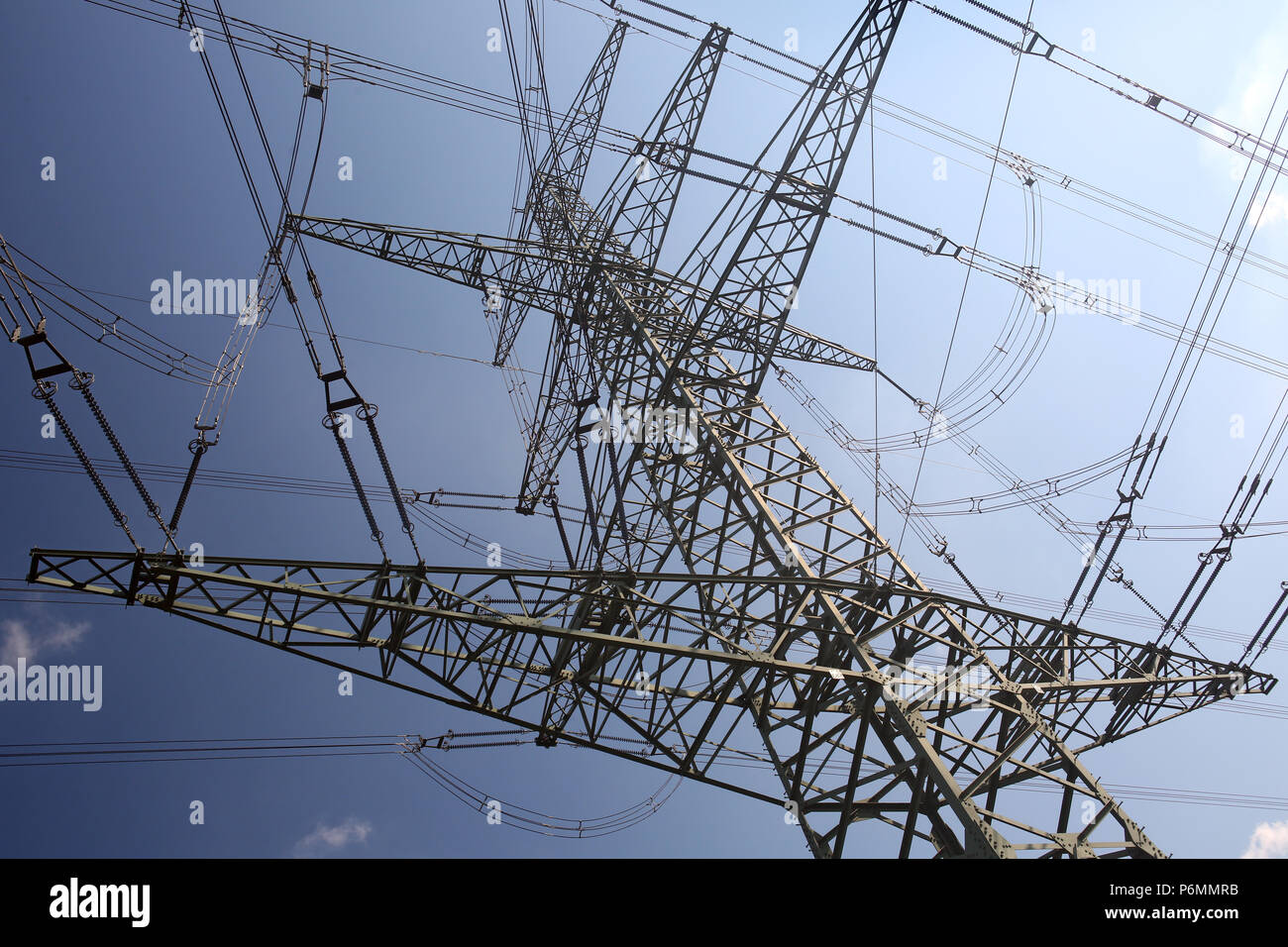 Schoenewalde, Deutschland, Strommast Stockfoto