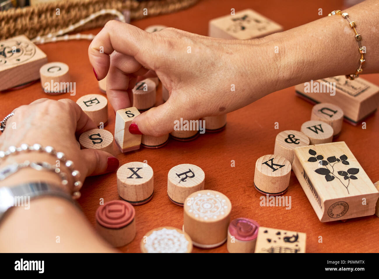 Scrapbooking Holz Stempel Set Stockfoto