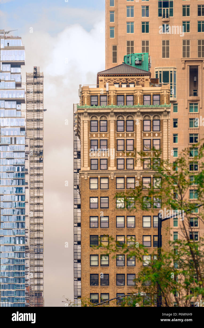 Vielfältige Architektur in Lower Manhattan, New York City Stockfoto