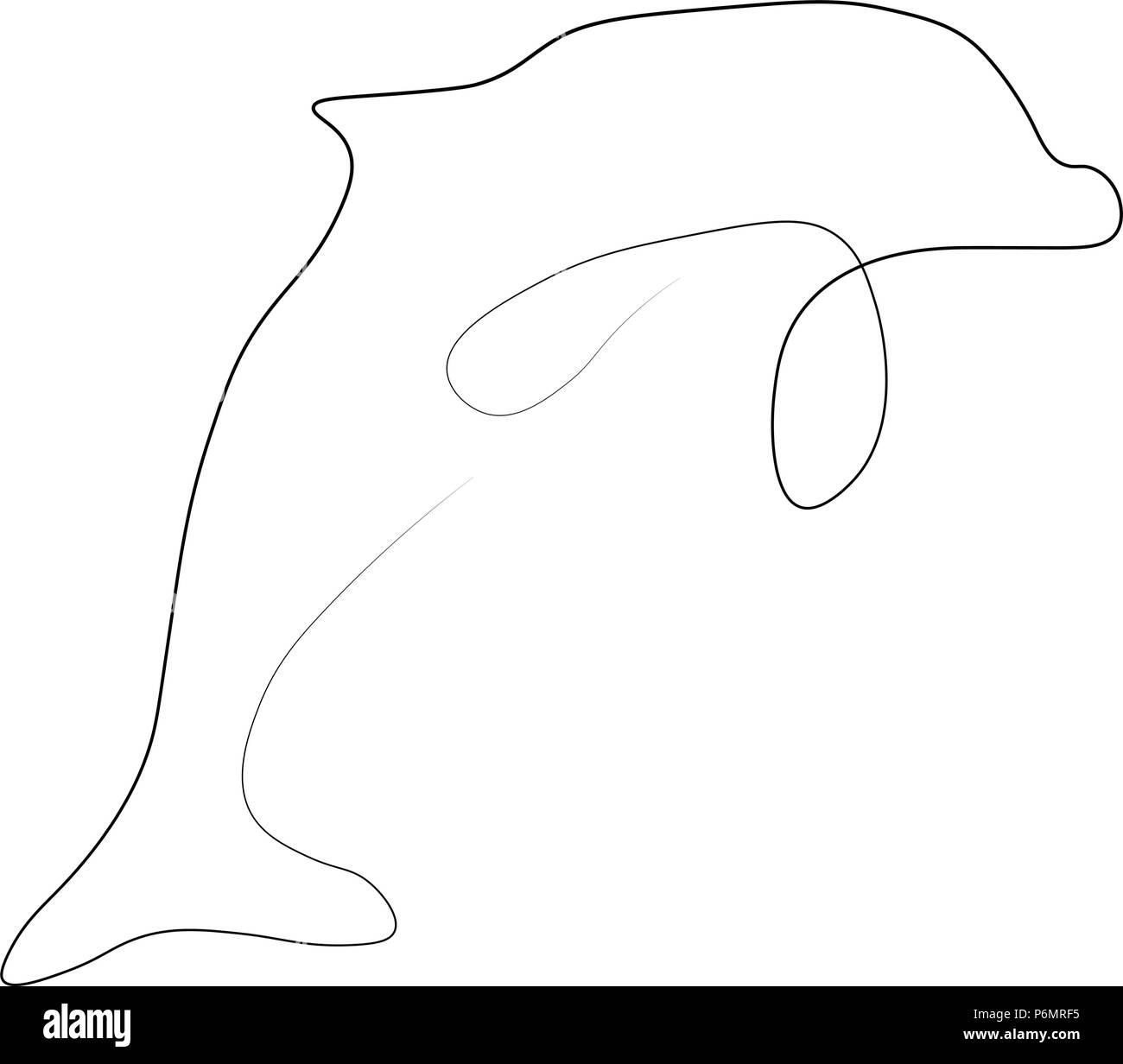 Dolphin eine Zeile. Vector Illustration. Isoliert weißer Hintergrund. Stock Vektor