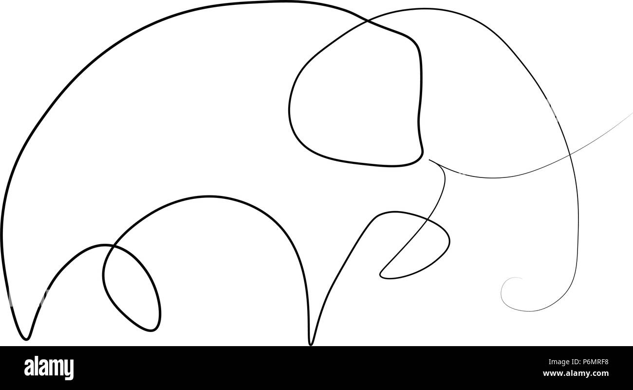 Elefant eine Zeile. Vector Illustration. Isoliert weißer Hintergrund. Stock Vektor