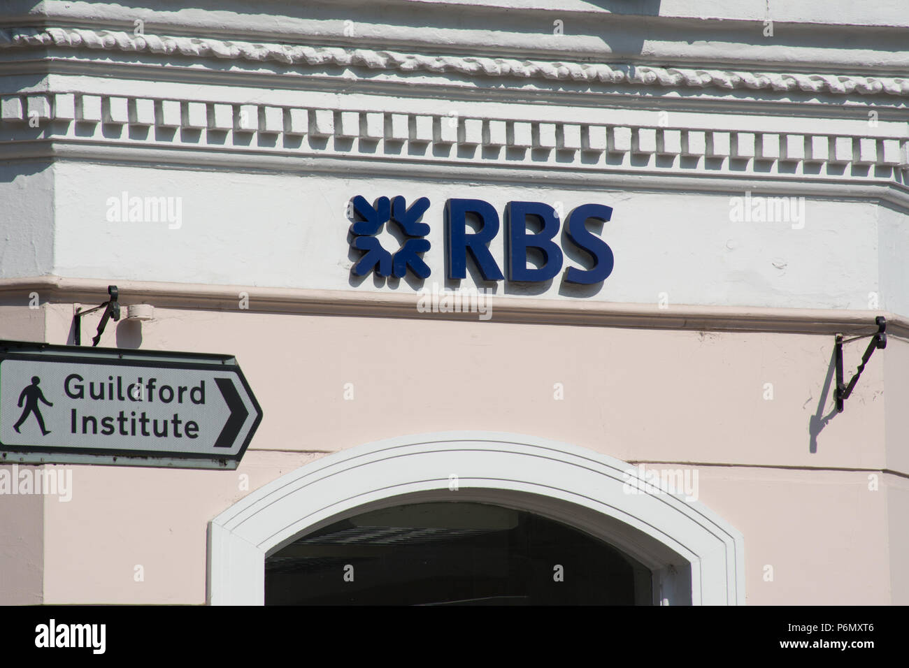 Die Außenseite des RBS Bank, UK. Royal Bank of Scotland Niederlassung. Stockfoto