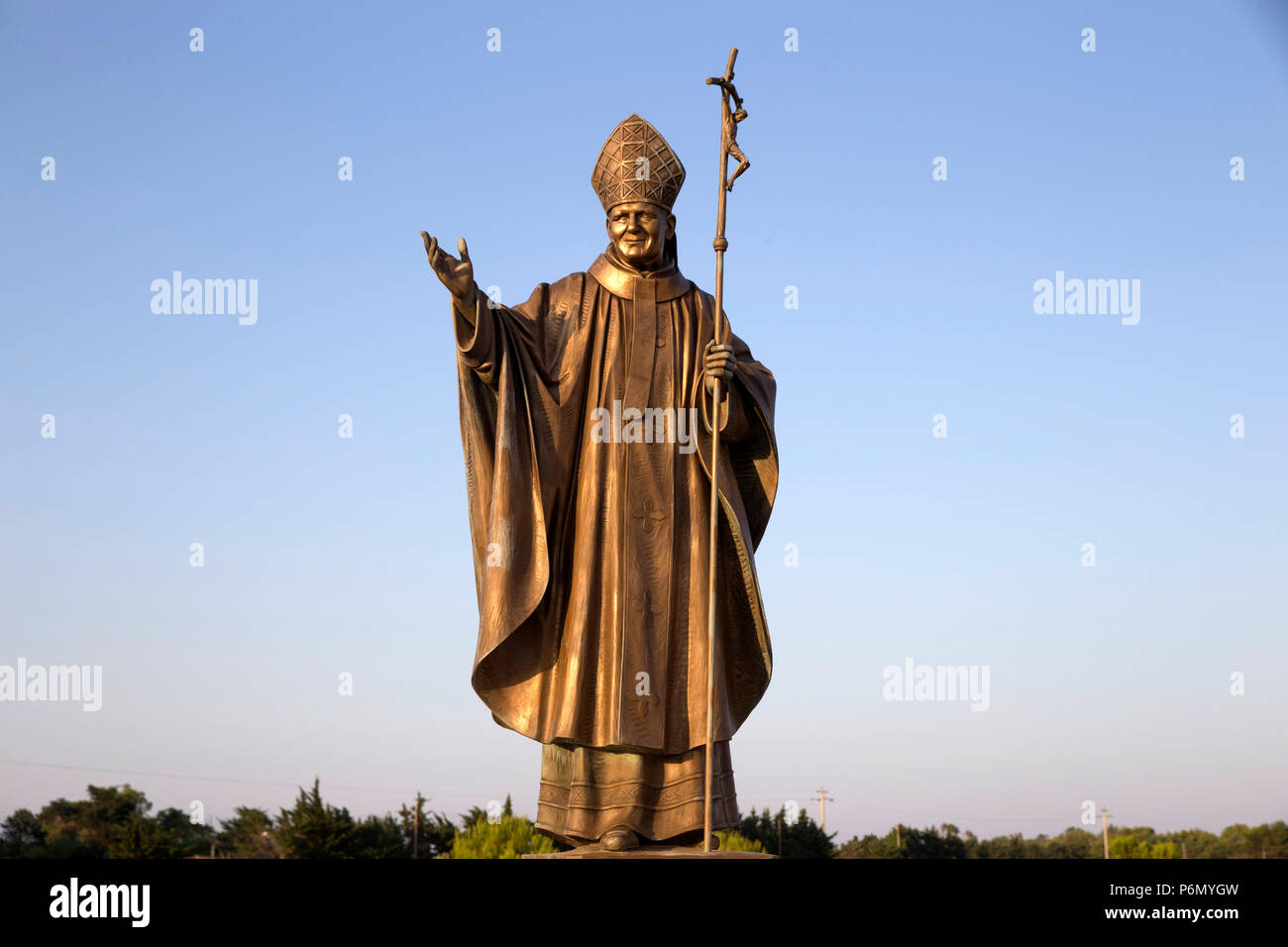 Mahnmal zum Gedenken an Papst Johannes Paul II. zu Otranto, Italien. Stockfoto