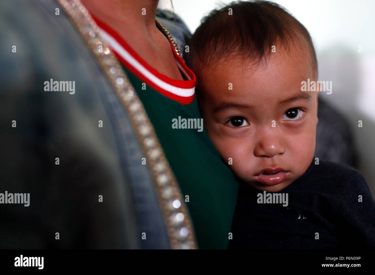 Freie Gesundheit Klinik laufen durch die Franziskaner Missionsschwestern von Maria. Mutter und Kind. Dalat. Vietnam. Stockfoto