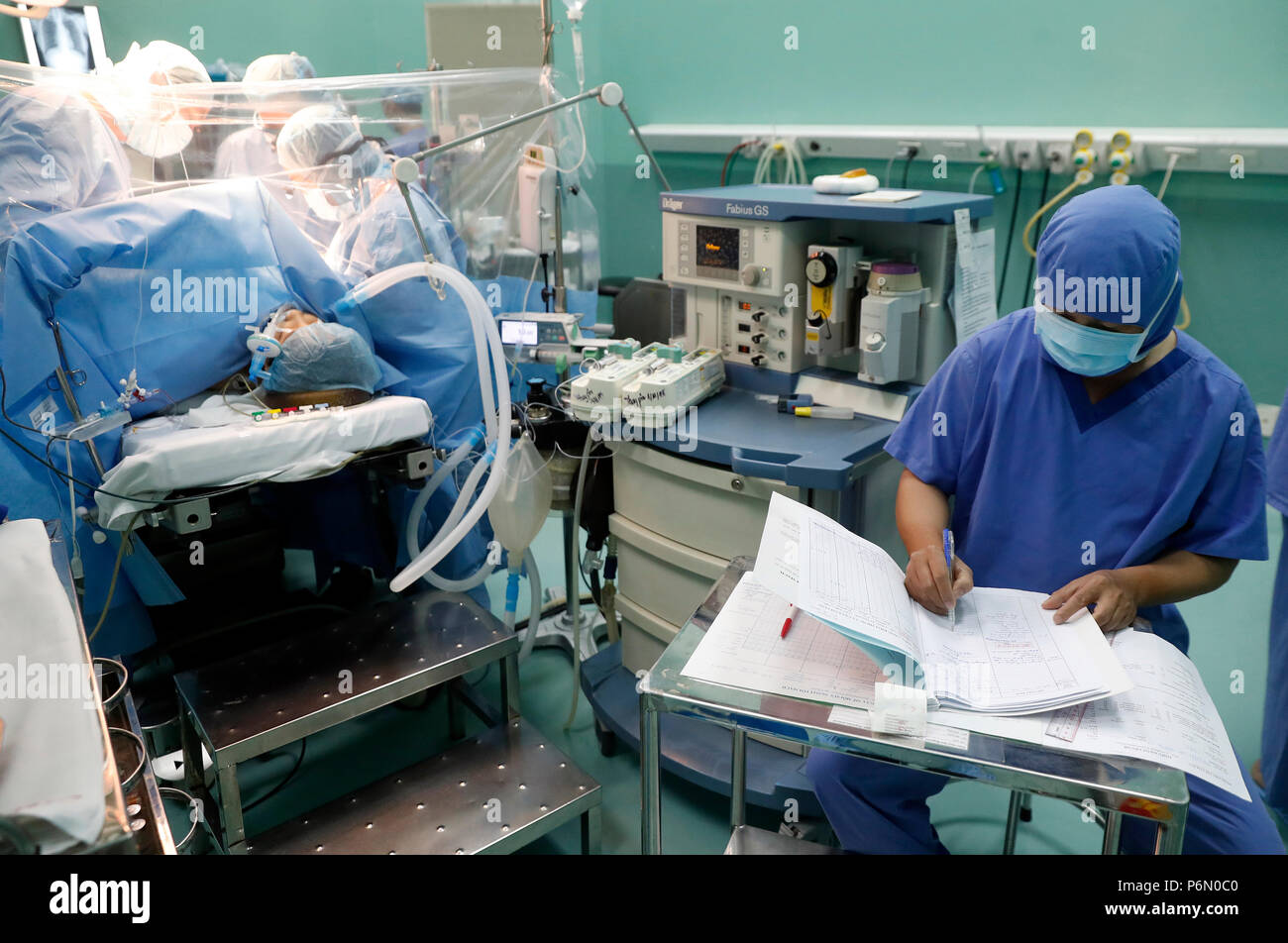 Tam Duc Kardiologie Krankenhaus. Op. Der herzchirurgie. Anästhesie. Ho Chi Minh City. Vietnam. Stockfoto