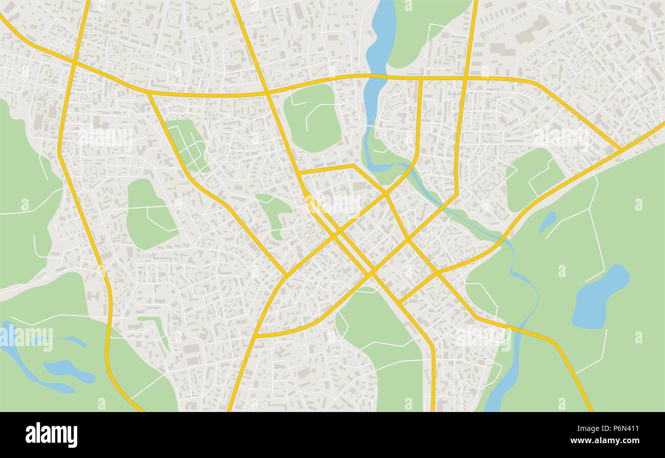 Abstrakte flache Karte der Stadt.Plan der Stadt. Detaillierte Stadtkarte. Vector Illustration Stock Vektor