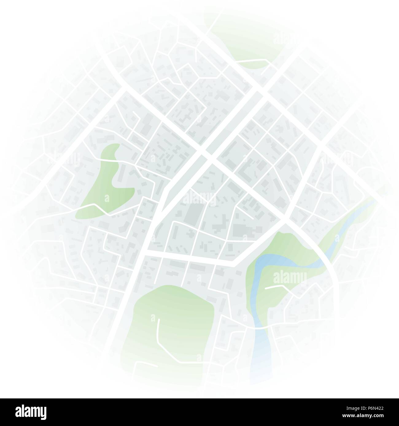 Abstrakte Stadtplan mit unscharfem Rand. Stadt Wohnviertel. Stadtteil Plan. Vector Illustration Stock Vektor