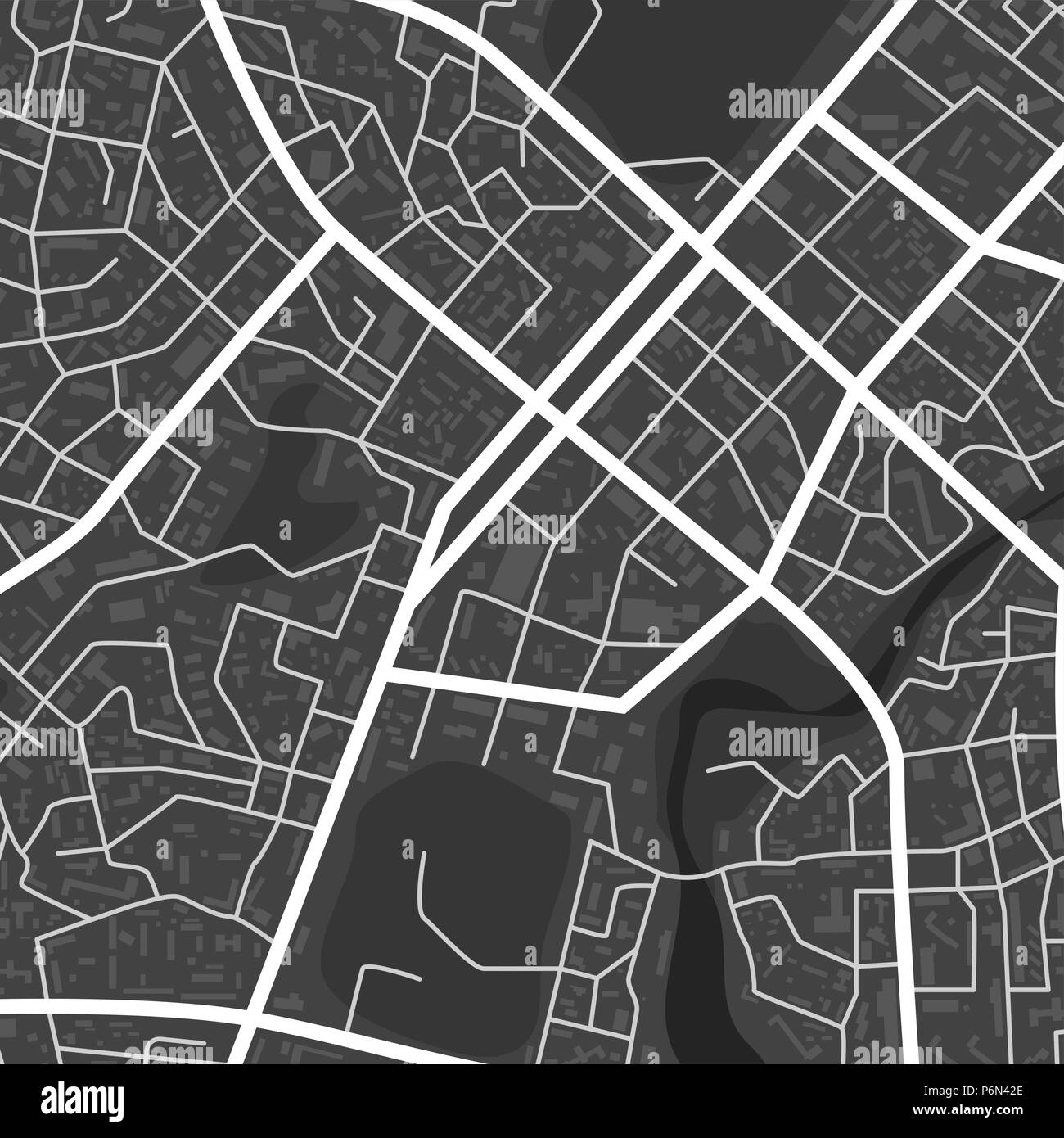 Abstrakte schwarz-weißen Stadtkarte. Stadt Wohnviertel. Stadtteil Plan. Vector Illustration Stock Vektor