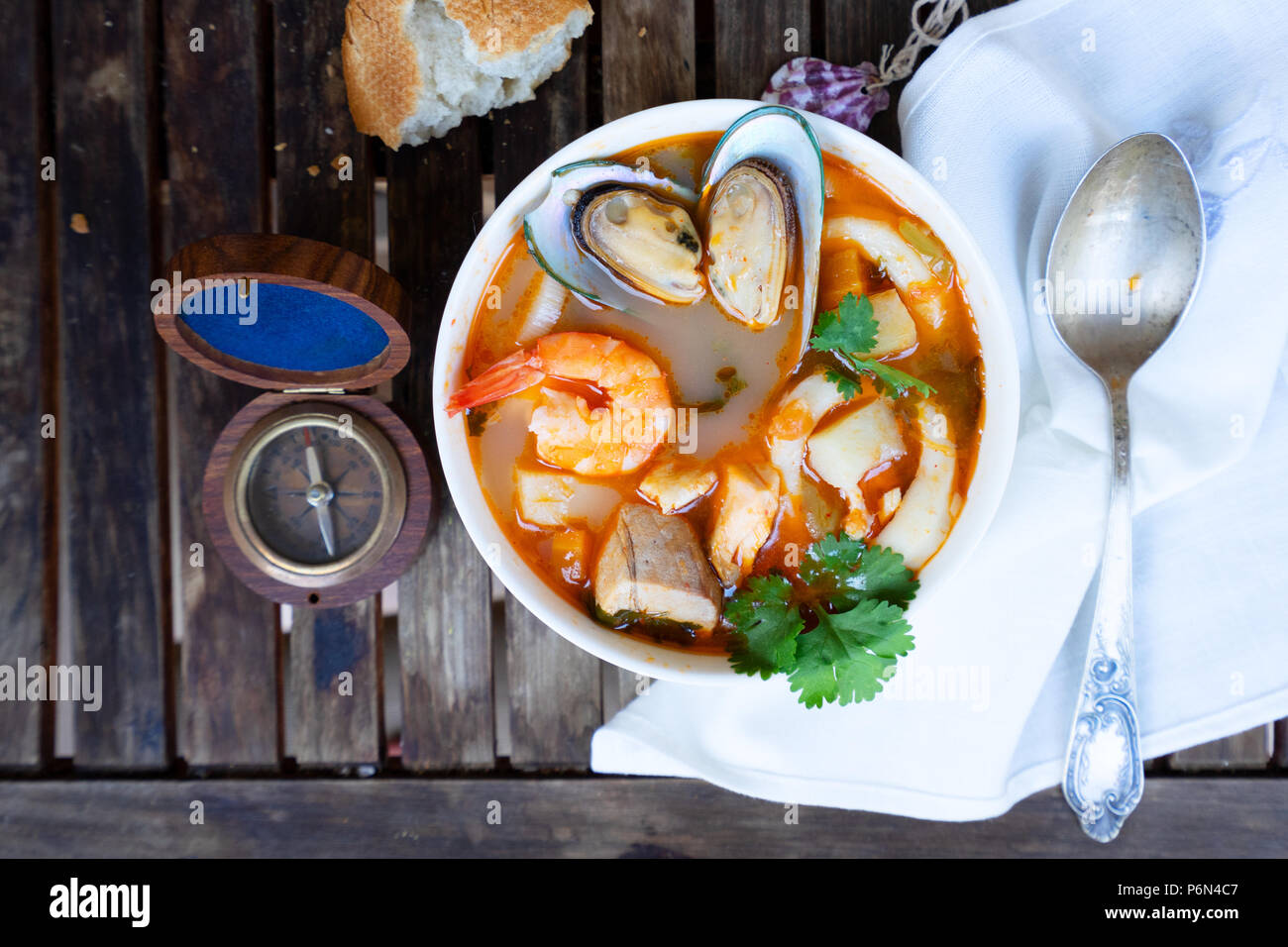 Bouillabaisse Französische Seafood Suppe Stockfoto