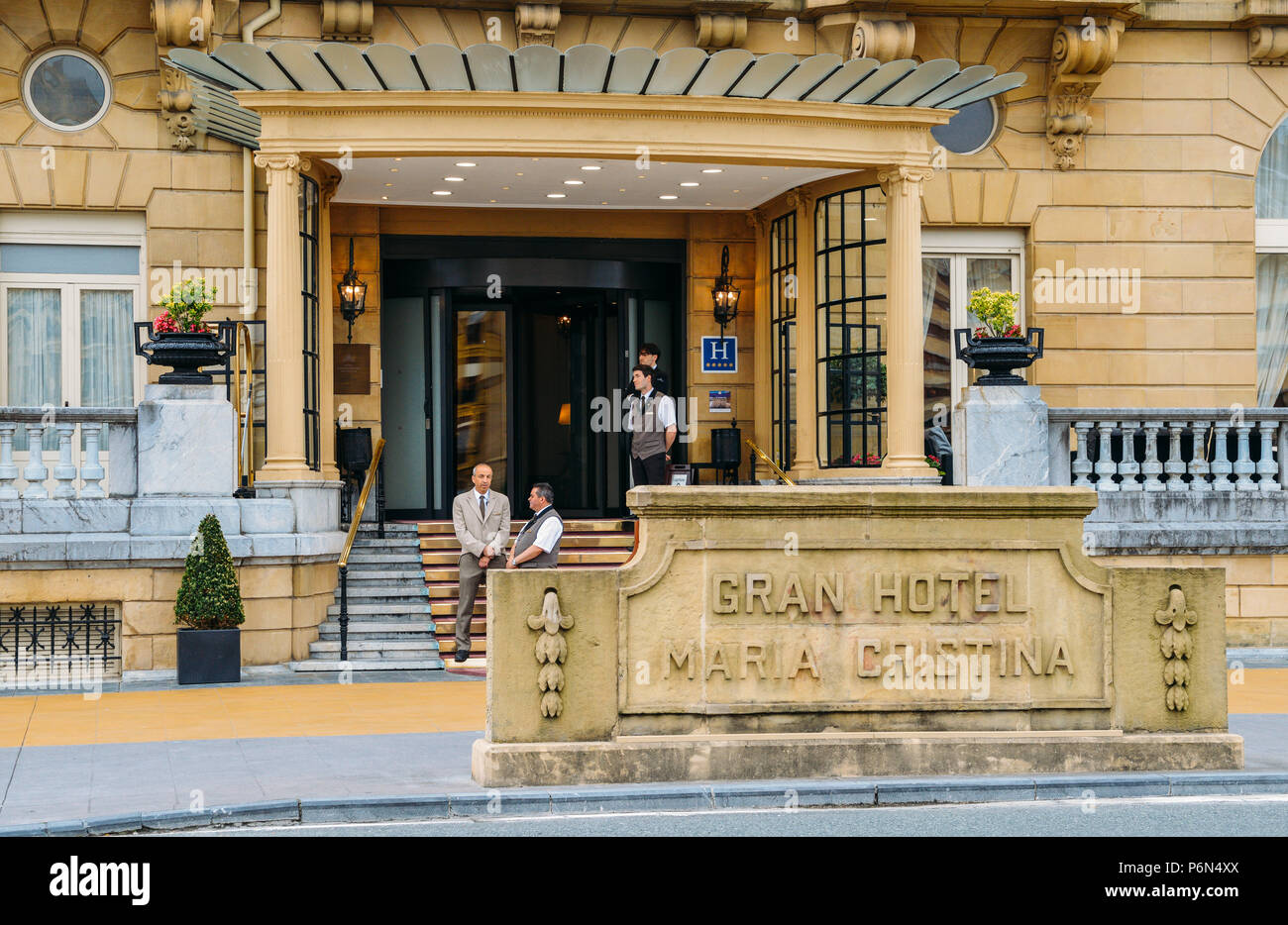 Maria Cristina, altes Hotel, San Sebastian, Gipuzkoa, Baskenland, Spanien. Stockfoto