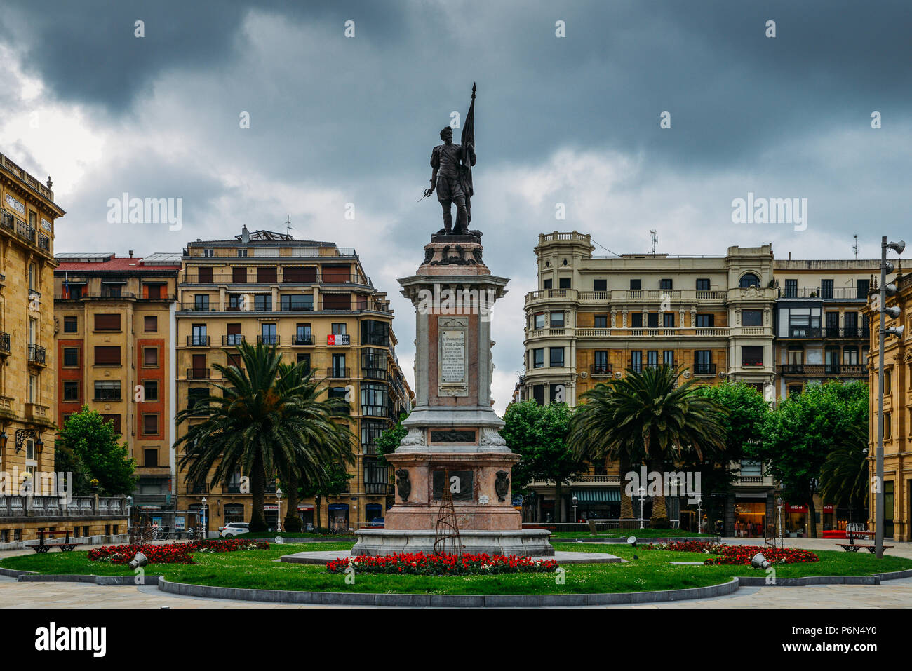 Denkmal für den Admiral D. ANtonio de Oquendo, San Sebastian, Baskenland, Spanien. Stockfoto