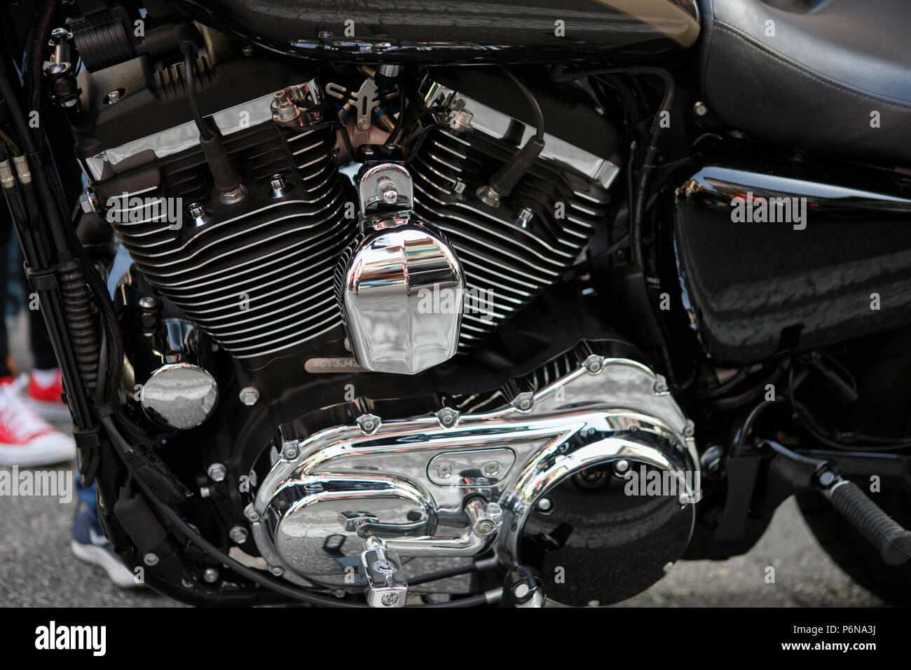 Motorrad Harley Davidson Motor detail Stockfoto