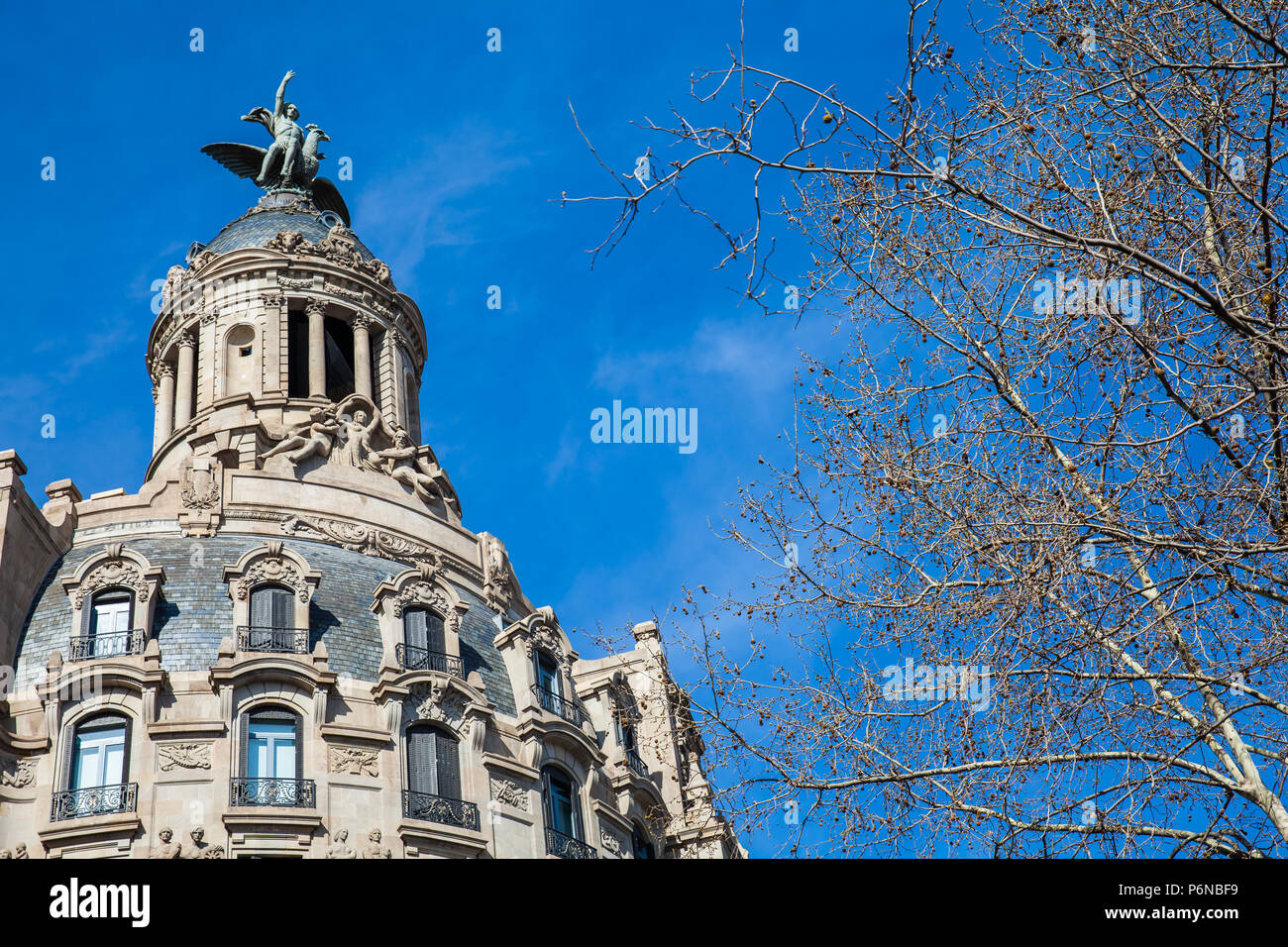 Das historische Gebäude in der Europäischen Union und spanischen Phoenix am Passeig de Gràcia in Barcelona Spanien Stockfoto