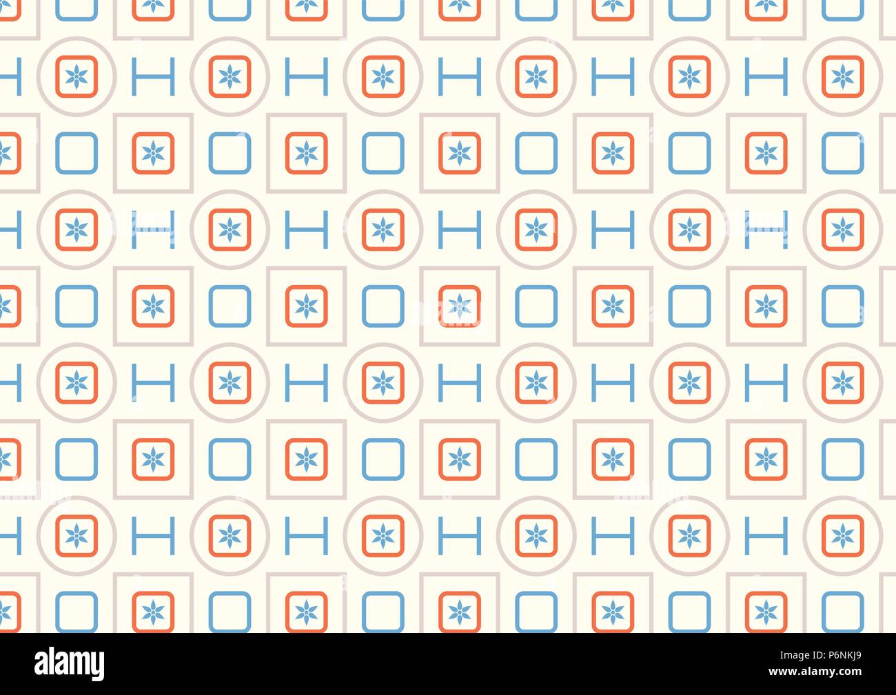 Geometrische abgerundete Ecke Rechteck und Quadrat, Kreis und Blume und Linie Muster auf gelben Hintergrund. Süße moderne abstrakte nahtlose prasseln Stock Vektor