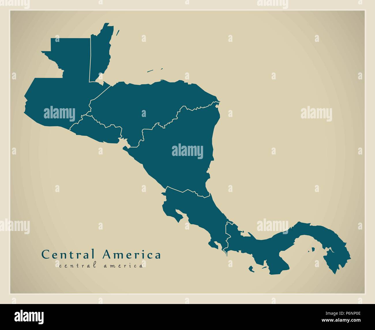 Moderne Karte - Mittelamerika mit Ländergrenzen Stock Vektor