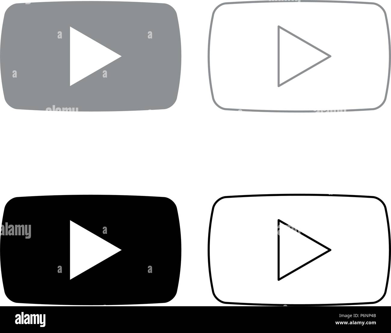 Play Button Icon Set Grau Schwarz Farbe ich Flat Style simple Image Stock Vektor