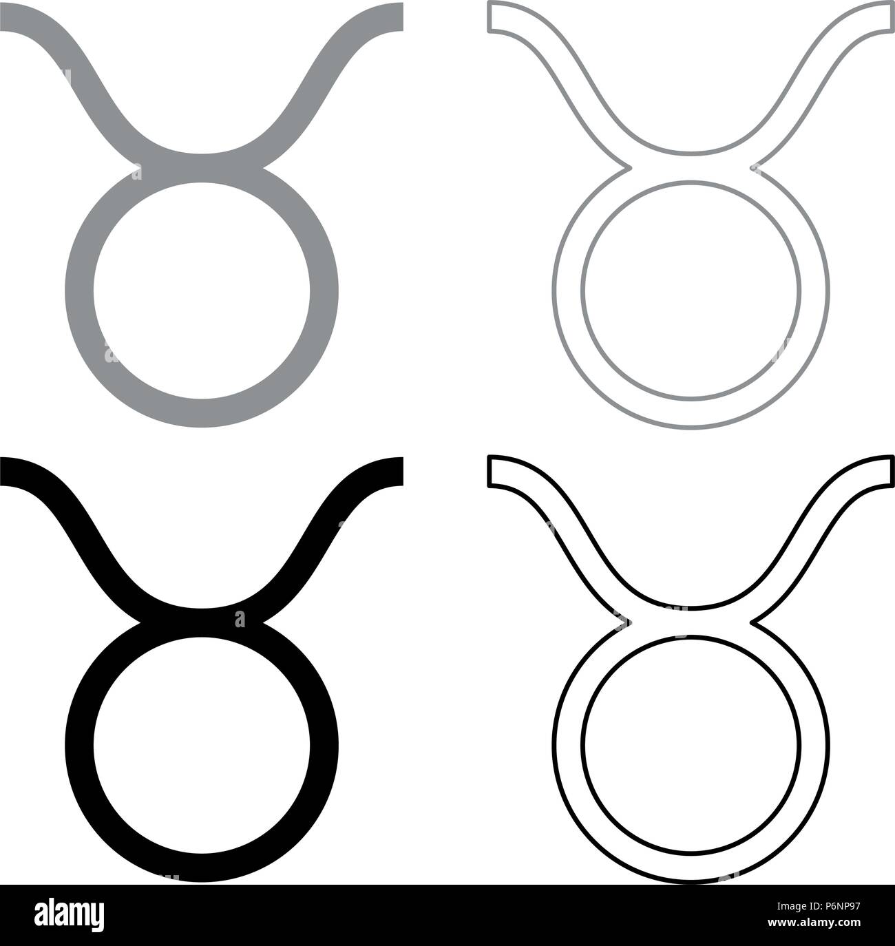 Taurus Symbols set Grau Schwarz Farbe ich Flat Style simple Image Stock Vektor