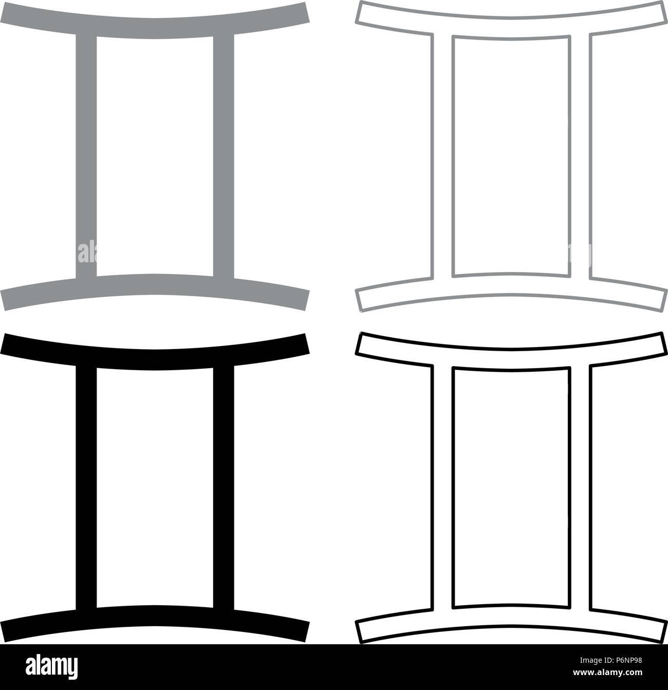 Twin Symbol set Grau Schwarz Farbe ich Flat Style simple Image Stock Vektor