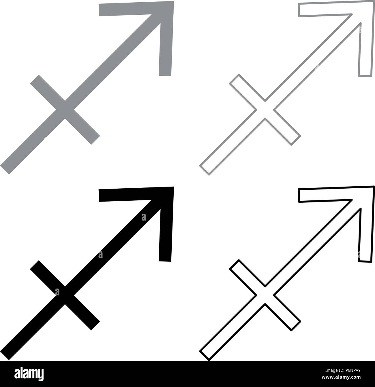 Schütze symbol Sternzeichen Symbol set Grau Schwarz Farbe ich Flat Style simple Image Stock Vektor