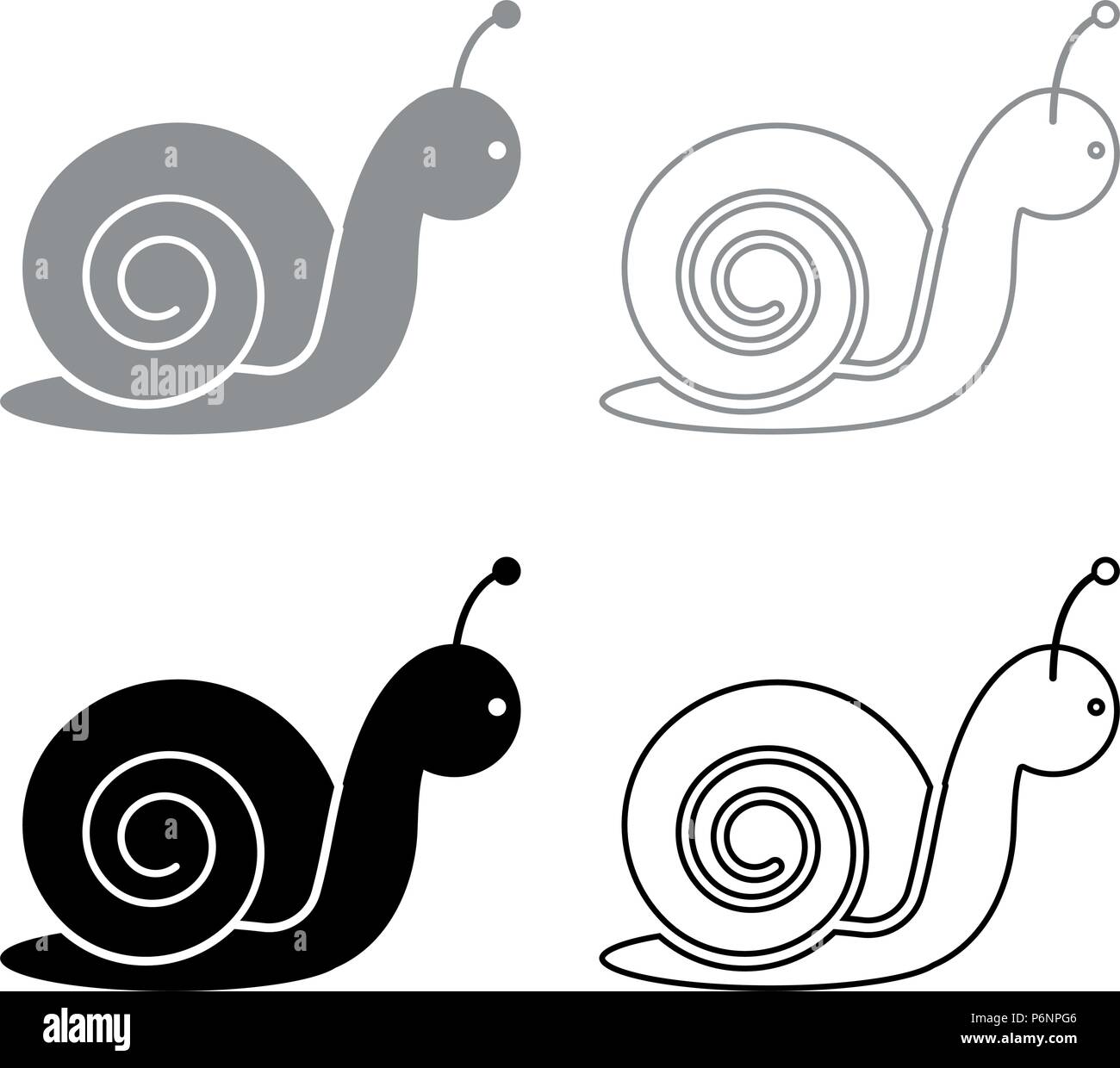 Schnecke Icon Set Grau Schwarz Farbe ich Flat Style simple Image Stock Vektor