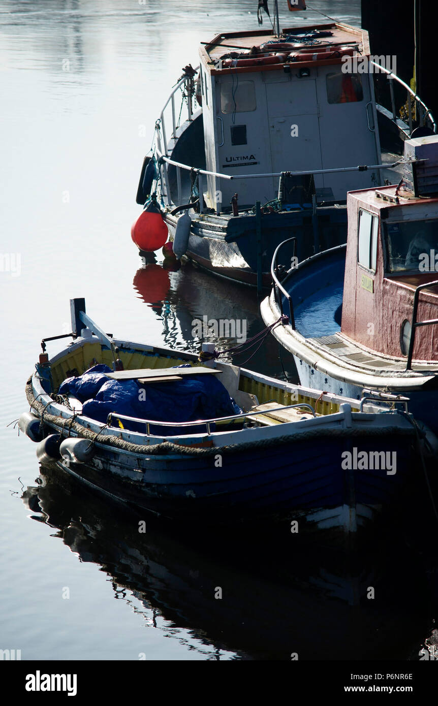 Traditionelle Coble günstig am Eingang zum ouseburn, Tyne und Wear Stockfoto