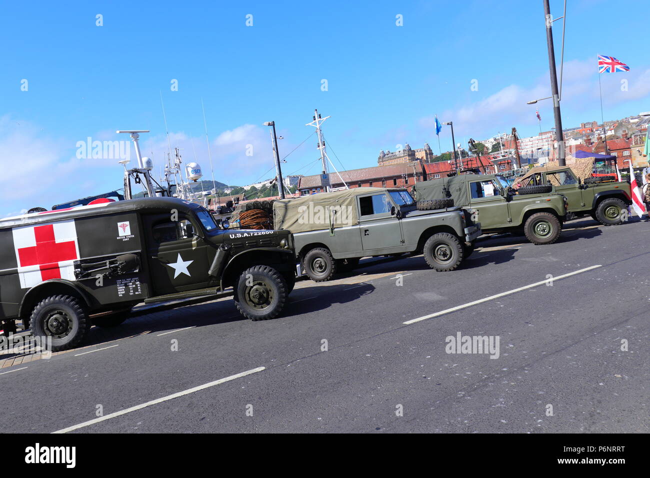 Militärfahrzeuge auf der Scarborough Streitkräfte Tag Stockfoto
