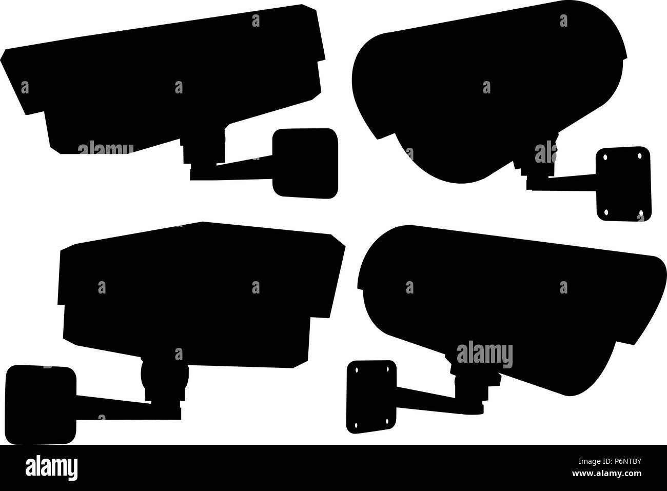 CCTV-Kamera einstellen. Schwarze silhouette Abbildung Stock Vektor