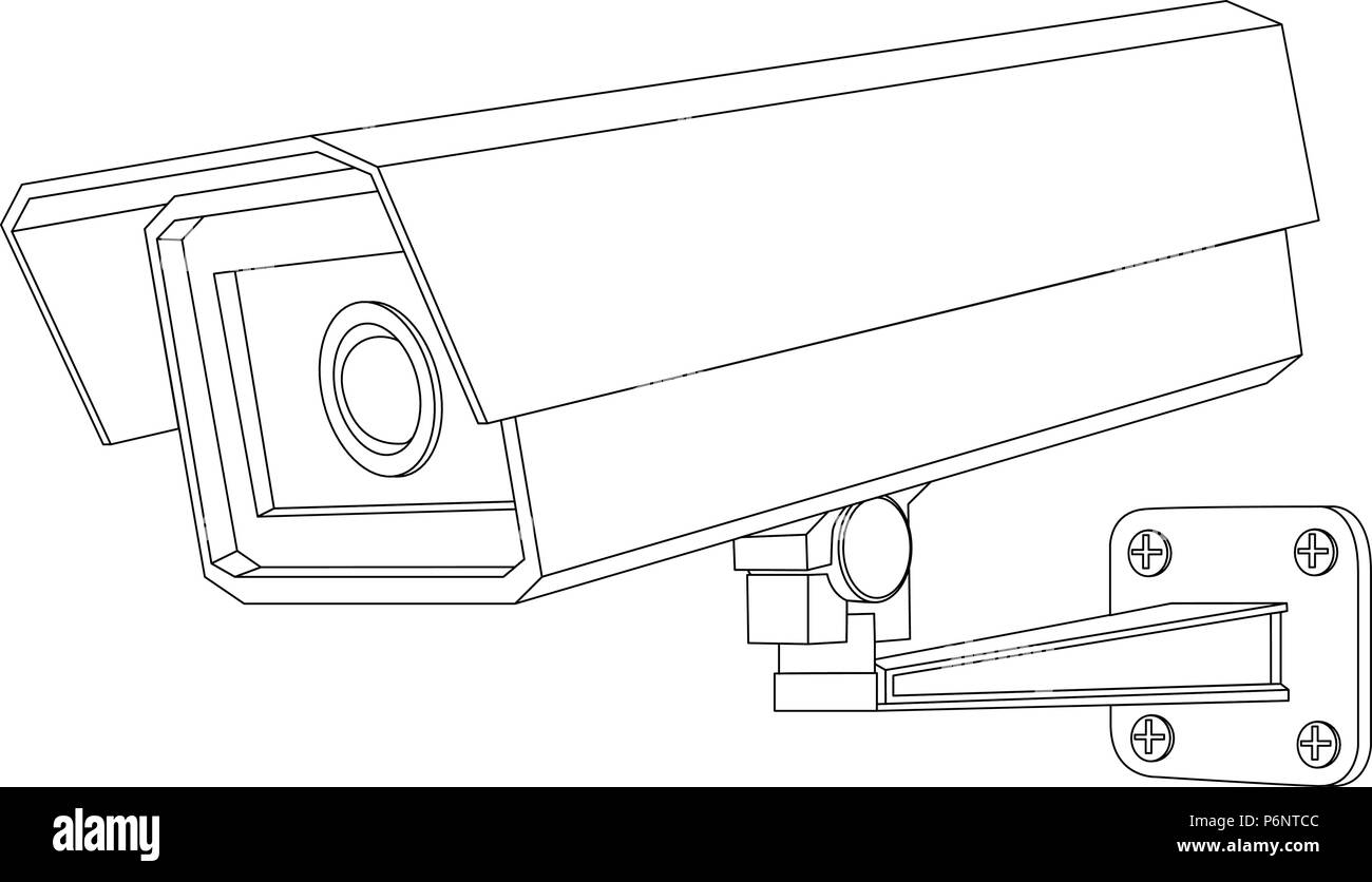 CCTV-Kamera. Überblick Vector Illustration auf weißem Hintergrund Stock Vektor