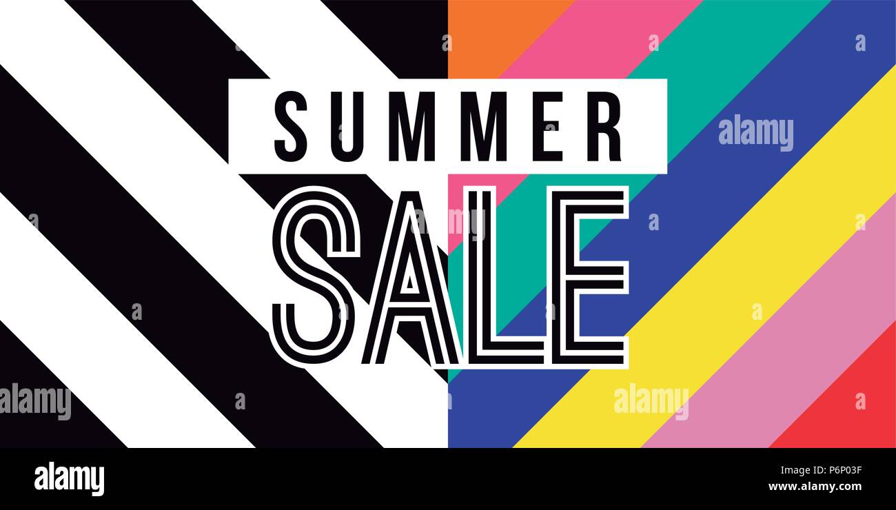 Sommer Verkauf web Banner in lebendigen Farben Angebot für große Angebot Rabatt. Moderne Sommer Saison Typografie ad mit retro style Hintergrund. EPS Stock Vektor