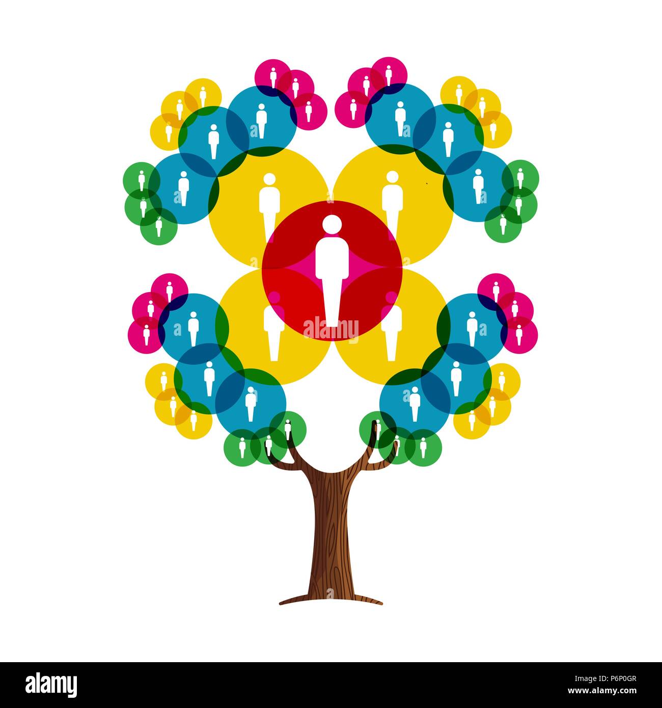 Baum aus online Menschen Profil Avatare. Konzept Abbildung für die Gemeinschaft helfen, soziale Netzwerk Projekt oder Kommunikation über das Internet. EPS 10 Vektor. Stock Vektor