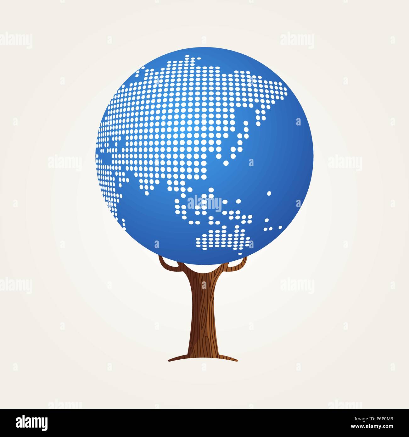 Baum aus Asien Weltkarte. Konzept Abbildung über globale Kommunikation, Internet Projekt oder weltweit. EPS 10 Vektor. Stock Vektor
