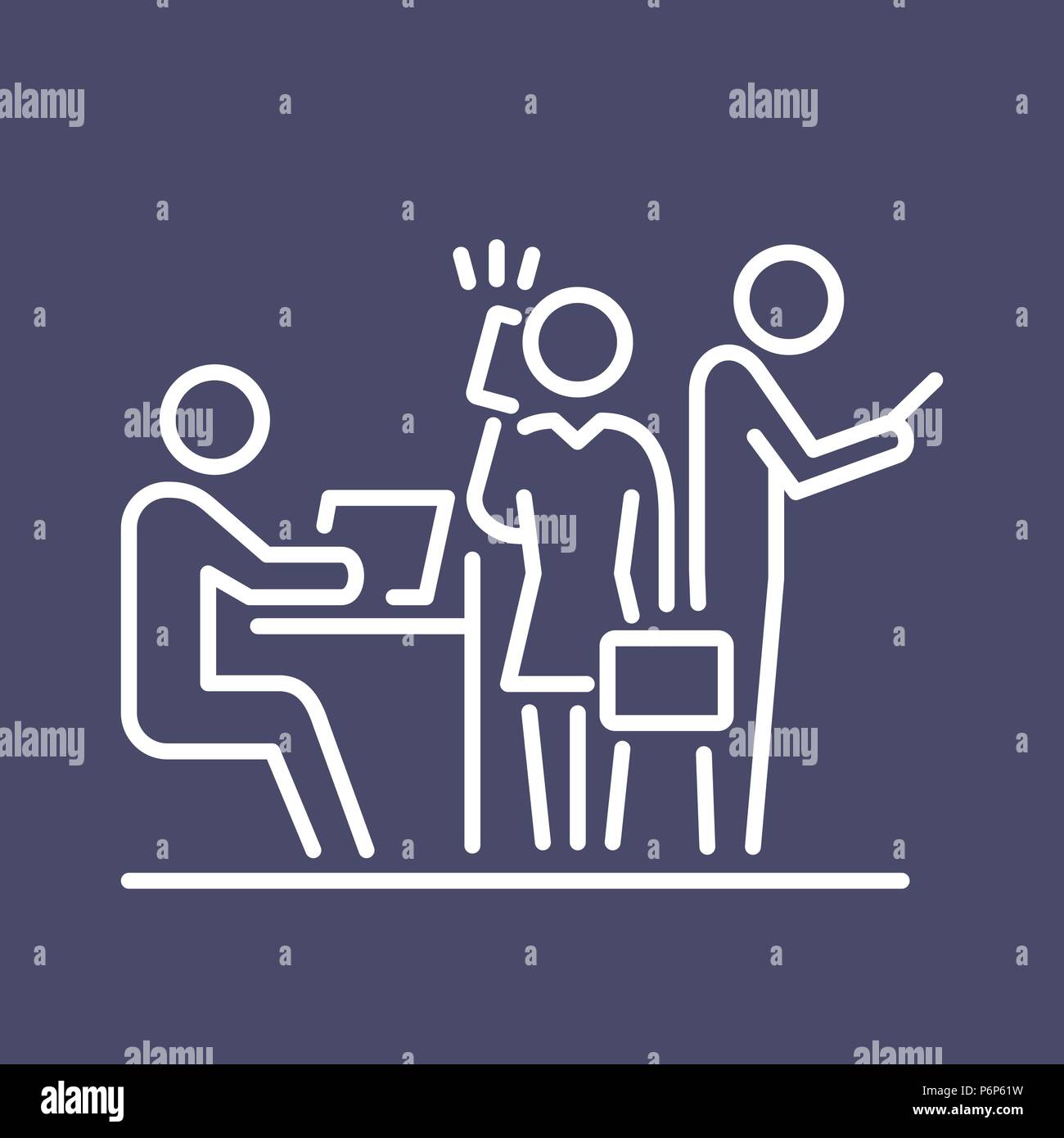 Teamwork Geschäftsleute Symbol einfache Linie flache Abbildung. Stock Vektor