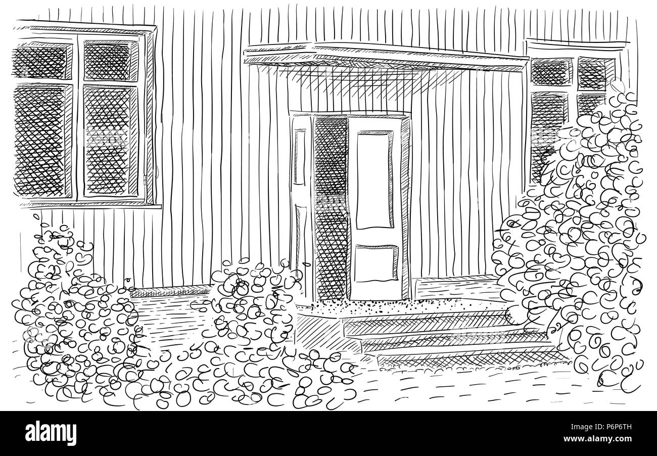 Tinte, Eingang, Haus Abbildung auf dem weißen Hintergrund. Stock Vektor