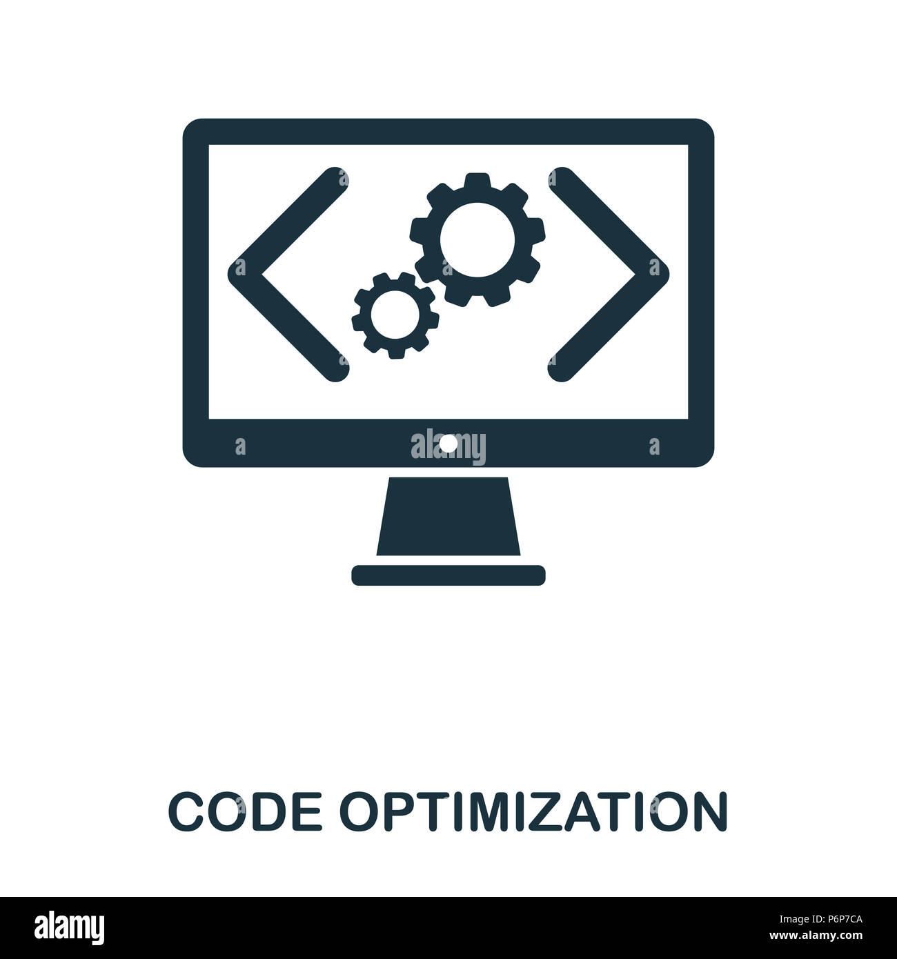 Code Optimierung Symbol. Line Style Icon Design. UI. Abbildung: code Optimierung Symbol. Piktogramm isoliert auf Weiss. Fertig in Web Design, ein Stockfoto